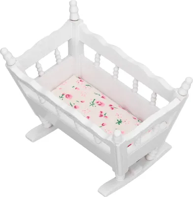 Immagine prodotto di 1:12 Decorazione per culla di bambola Simulazione realistica Miniatura in legno per bambini piccoli
