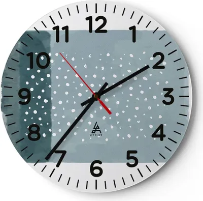 Produktbild von Wanduhr - Rund - Glasuhr - Aquarell Modern Blau - 30x30cm - Schleichendes Uhrwerk - Lautlos - zum Aufhängen bereit - Dekoration Modern - Wanddekoration aus Glas - C4AR30x30-4550