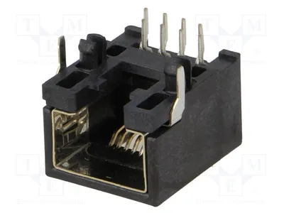 Imagen del producto de 1 x Conector RJ45, 8 pines, blindado, de perfil bajo, categoría 3, para montaje en placa (THT), referencia: 95540-2881, conector RJ