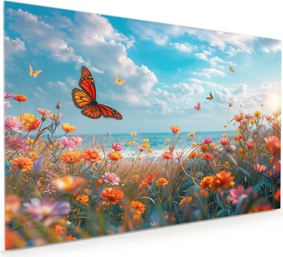 Produktbild von Küchenrückwand Spritzschutz Glas mit Motiv Sommerblumenwiese 40 x 40 cm