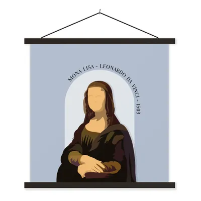 Produktbild von MuchoWow® Textilposter Mona Lisa - Blau - Vintage - Alte Meister 40x40 cm mit schwarzem Rahmen - Fotos