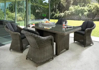 Zdjęcie produktu dla Grupa wypoczynkowa Destiny MALAGA LUNA 4x fotel + stolik 200x100x75cm, szary vintage