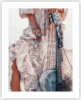 Produktbild von Poster - Poster ohne Rahmen - Frau Kleid Gitarre - 40x50 cm - Wand Bild - Wanddeko - Wandbilder - Kunstposter - Wandposter - Bilder - Kunstdruck - Wanddekoration - Wandbild - P2XPA40x50-4685