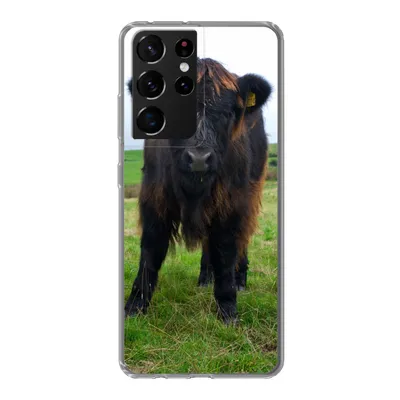 Produktbild von MuchoWow® Handyhülle Schutzhülle Hülle für Samsung Galaxy S21 Ultra Schottische Highlander - Kühe - Natur - Grün - Gras Silikon Softcase Handy Hülle - Mobiltelefon