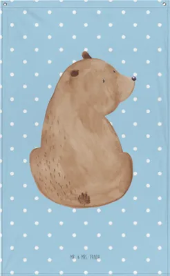Produktbild von Mr. & Mrs. Panda Wandteppich Bär Schulterblick - Blau Pastell - Geschenk, Selbstachtung, Bären, Tapestry, Weisheit, Wandschmuck, Motivation, Wandbild, Bärenliebe, Teddy