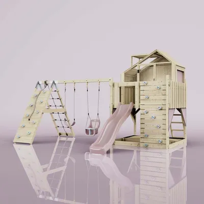 Produktbild von OutdoorToys Spielturm Oscar aus Holz in Rosa Babyschaukel