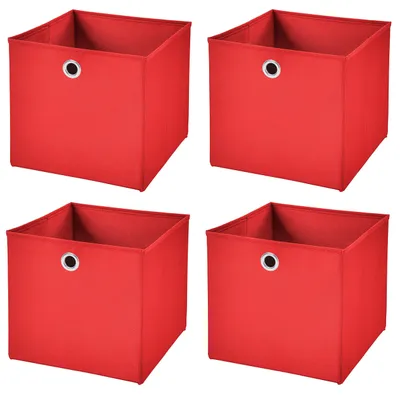 Faltboxen, 4er-Set, rot, 28x28x28 cm, zusammenklappbar