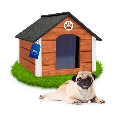 Produktbild von Outentin isoliertes Hundehaus aus Holz, für mittelgroße Hunde, 76x63x60 cm, Teak