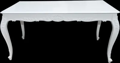 Produktbild von Casa Padrino Barock Esstisch Weiss glänzend 140 cm