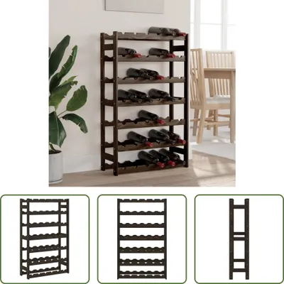 Produktbild von The Living Store Weinregal für 42 Flaschen Schwarz Massivholz Kiefer