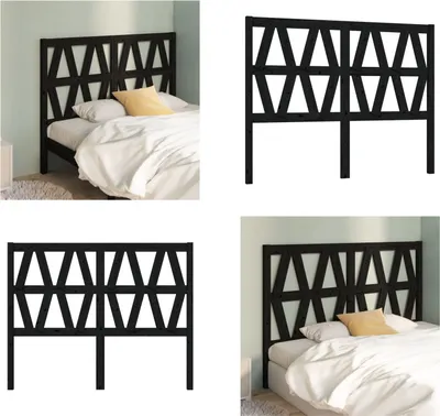 Produktbild von vidaXL Kopfteil Schwarz 126x4x100 cm Massivholz Kiefer - Kopfteil - Kopfteile - Bettkopfteil - Holzkopfteil