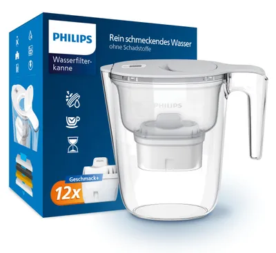 Productafbeelding van Waterfilterkan 2,6 liter, wit, met 12 microfiltratiefilters, Philips PHAWP2933WHT12/10