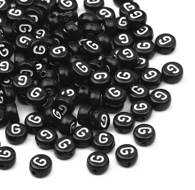 Image de Perles en forme de lettres en acrylique - Accessoires pour bijoux - Lettre G - Forme ronde - 7 mm - 100 pièces - Matériel pour la création de bijoux