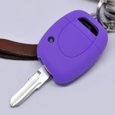 Produktbild von Auto Schlüssel Hülle Silikon Schutz Cover Lila kompatibel mit Renault Clio Twingo Kangoo 1 Tasten Funk Fernbedienung