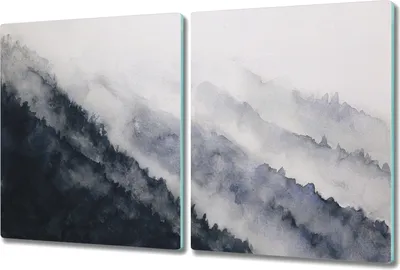 Produktbild von Glas-Herdabdeckplatte Glaskeramikkochfeld-Abdeckung Spritzschutz - 2x 40x52 cm - Landschaft Malerei