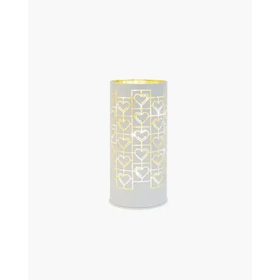 Produktbild von LED-Kerzenhalter, Glas, Herzdekor, 15x7cm
