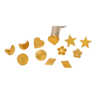 Produktbild von Brennstempelset Blume, Raute, Mond, Kreis, Herz und Stern, 12tlg.