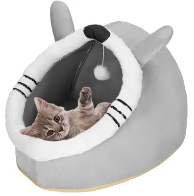 Productafbeelding van Kattenmand - Kattenhuis - Bed - Kussen - 42x44x35 cm - Grijs