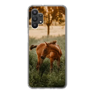 Produktbild von MuchoWow® Handyhülle Schutzhülle Hülle für Samsung Galaxy A32 5G Pferd - Gras - Baum Silikon Softcase Handy Hülle - Softcase