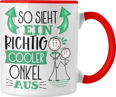 Produktbild von Trendation - Onkel Tasse Geschenk So Sieht Ein RIchtig Cooler Onkel Aus Geschenkidee Lustiger Spruch Geburtstag Becher Kaffeetasse Bester Onkel (Rot)