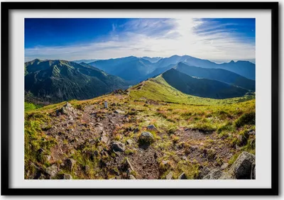 Produktbild von Bild - Bilder - Bilderrahmen - 70 cm x 50 cm - MDF-Rahmen, Wandkunst Panorama Berg