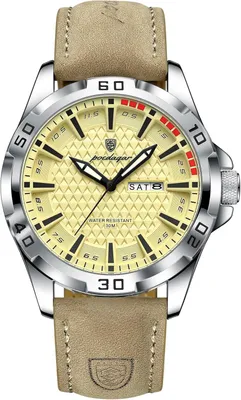Produktbild von Herren Business Quarzuhr mit Lederarmband, Datums- und Wochentagsanzeige, Leuchtzeiger, 30M Wasserdicht, Elegante Armbanduhr