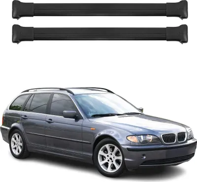 Image de Barres de toit transversales pour BMW Série 3 E46 Break 1999-2007 Alu Noir