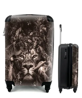 Produktbild von MuchoWow® Koffer Handgepäck Trolley Rollkoffer Kleine Reisekoffer mit 4 Rollen - Löwe - Tiere - Affe - Cabin Size < 55x40x23 cm & 55x40x20 cm - Fotokoffer - Kabinenkoffer - Boardgepäck - Reise-Box - Reisekoffer - Reisegepäck - Koffer mit Bild - Trolley für Kinder