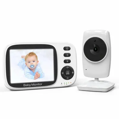 Produktbild von 3,2-Zoll-Babyphone mit Videoübertragung, Schlafliedern, automatischer Nachtsicht, Gegensprechanlage und Temperaturüberwachung
