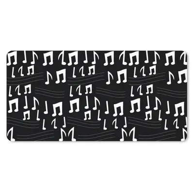 Produktbild von MuchoWow® Schreibtischunterlage Musik - Schwarz und Weiß - Muster 80x40 cm - XXL Mauspad - Gaming Mauspad