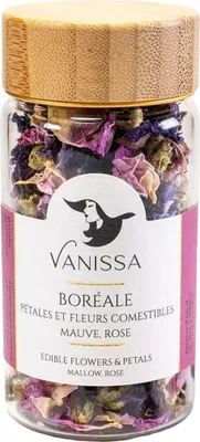 Produktbild von Vanissa Boréale - Jedlé okvetné lístky: okvetné lístky ruží, celé kvety slezov