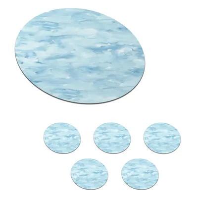 Obrázok produktu pre KitchenYeah® Podložky pod sklo Okrúhla sada 6 akvarelov - Modrá - vzor 10x10 cm Podložky pod poháre - Podložky pod nápoje - Chrániče na stôl - Podložky pod poháre Stolové barové sklo
