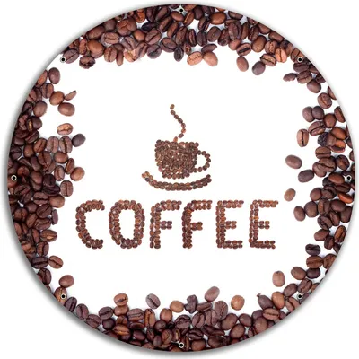 Produktbild von Wallario rundes Outdoor-Poster für Garten oder Balkon, Motiv Kaffee Schrift aus Kaffeebohnen, 60 cm Durchmesser