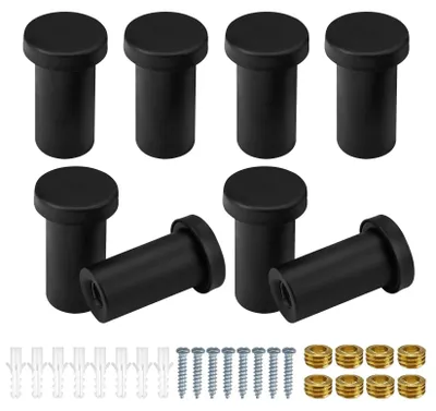 Produktbild von Schwarze Garderobenhaken, 8 Stück; Handtuchhaken mit Befestigungsschrauben, Edelstahl; schwarze Haken für Bad, Küche und Schlafzimmer