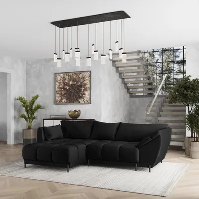 Produktbild von Masseno Ecksofa VESTANO L-S mit Schlaffunktion L-Form, Sofa mit Bettkasten, Wohnzimmersofa, Couch, Soffa, Bettsofa, Couchgarnitur- Schwarz, MATT VELVET 99
