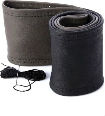 Produktbild von Lenkradhülle Lenkradbezug Lenkradschoner Schwarz-Grau Echt Leder Ø 37-39 /10,5cm