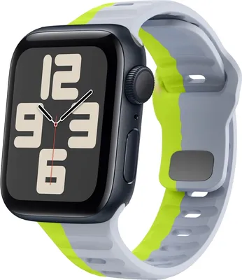 Produktbild von Für Apple Watch SE 2023 40mm Silikon Design Wellenstruktur Armband Grau / Grün