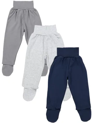 Produktbild von TupTam Baby Jungen Strampelhose mit Fuß 3er Pack, Farbe: Grau Navy Grau melange, Größe: 74