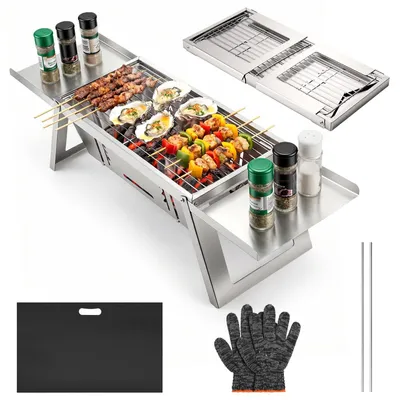 Image de Omgoods - Barbecue portable au charbon avec contrôle de la chaleur en 4 étapes