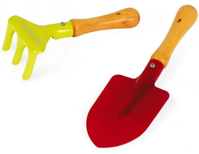 Image de Set 2 outils de jardin métal enfant - pelle - râteau - jardinage - jouet plein air