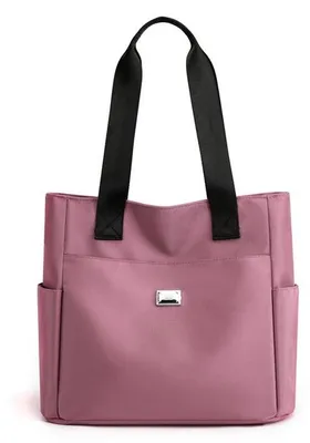 Image de Sac en nylon léger pour femmes, de grande capacité, noir, imperméable, avec de nombreuses petites poches.