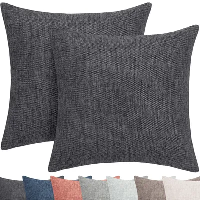 Produktbild von Selfitex 2er Set Couchkissen 40x40 cm, Sofakissen mit Füllung und Bezug, kuschelweiches Lesekissen, dekoratives Fernsehkissen, Deko- und Kopfkissen, Rückenkissen mit modernem Design (Anthrazit)