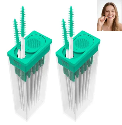 Produktbild von 200 Interdentalbürsten mit Box, weiches Silikon Zahnzwischenraum Bürsten, Zahnreiniger für Zahnspange Implantate, Zahnpflege & Plaque Entfernung, Minze Geschmack