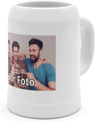 Produktbild von ® Bierkrug mit Foto – personalisierter Steinkrug 0,5 L – Krug selbst gestalten – Humpen mit eigenem Motiv – Bierkrug bedrucken – Geschenkidee für Bierliebhaber