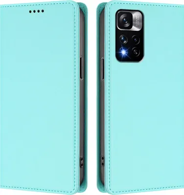 Obrázek produktu pro Kožené pouzdro pro Xiaomi Redmi Note 11 Pro+ 5G, magnetické flipové pouzdro zPolyuretankůže se stojánkem Mátově zelená