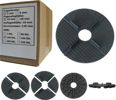 Produktbild von Flaches Gummi Stelzlager - Plattenlager 3 mm Fuge / 10 mm Höhe, Anzahl 100 Stück (Pack à 100 Stück)