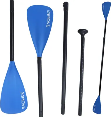 Produktbild von 24MOVE® Paddel Doppelpaddel 2in1 Stechpaddel für SUP Stand Up Board, Kajak, leicht aus Aluminium 230cm, verstellbar blau