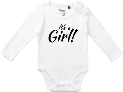 Produktbild von Huuraa Baby Body It`s a Girl! Schriftzug 74 White  Baumwolle Fairtrade Langarmbody Geschenkidee