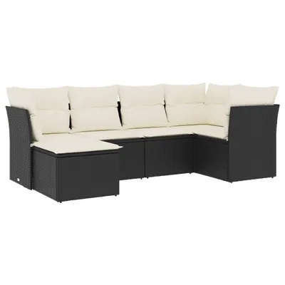 Produktbild von vidaXL 6-tlg. Garten-Sofagarnitur mit Kissen Schwarz Poly Rattan
