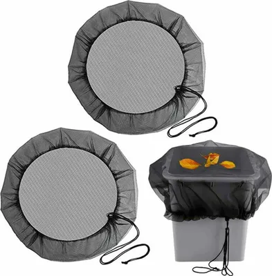 Produktbild von x Regentonnen-Abdecknetz, 95 cm Regentonnennetz mit Kordelzug für Staubschutz, Verfallschutz, Mückenschutz, Schwarz